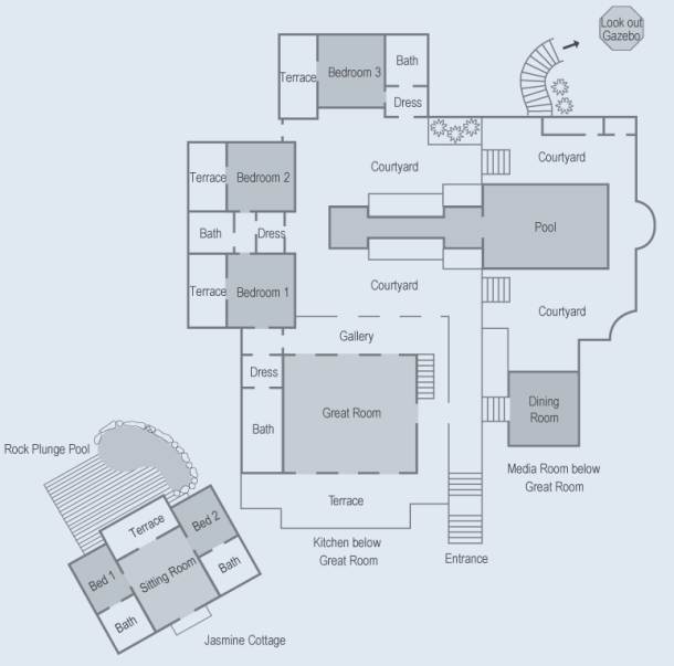 Prince William and Kate Middleton's Mustique Vacation Home floorplan